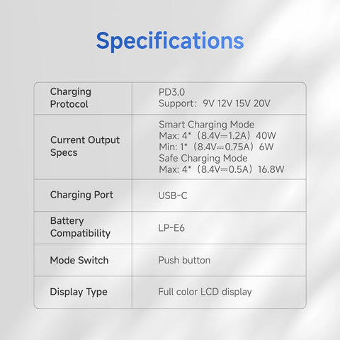 Accsoon TOPRIG 4-Bay LP-E6 Fast Charger