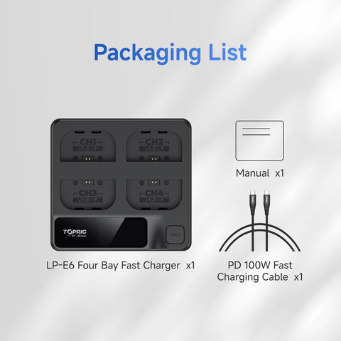 Accsoon TOPRIG 4-Bay LP-E6 Fast Charger