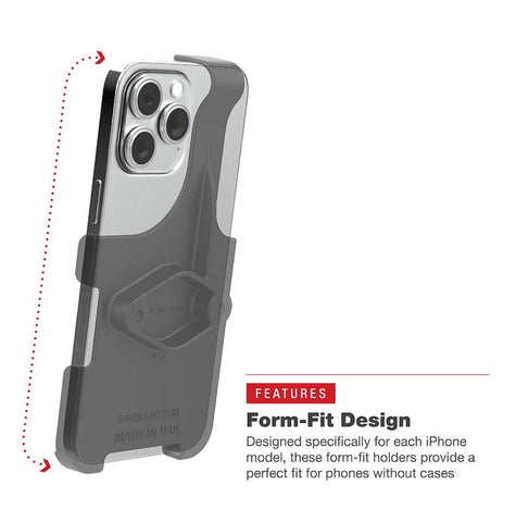 RAM Mount Form-Fit Holder for Apple iPhone 13, 13 Pro, 14, 14 Pro and 15