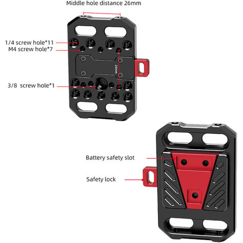 DigitalFoto DF-8004S Mini V-Mount Battery Plate w/ 15mm LWS Rod Clamp