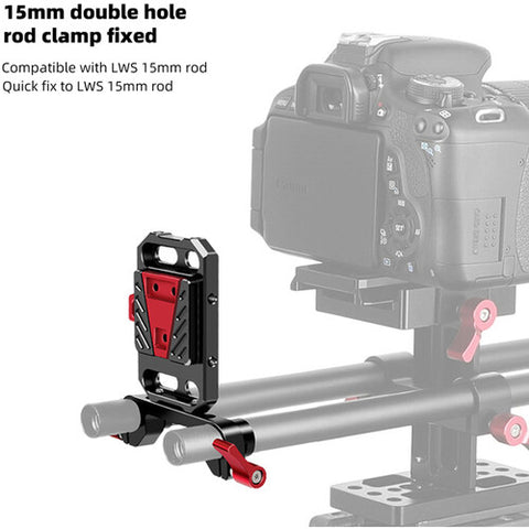 DigitalFoto DF-8004S Mini V-Mount Battery Plate w/ 15mm LWS Rod Clamp