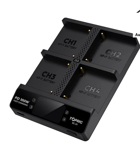 Accsoon Toprig 100W 4-Bay NP- F Fast Charger with US GaN Charger