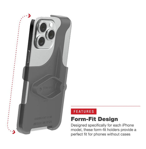 RAM Mount Form-Fit Holder for Apple iPhone 13 Pro Max, 14 Plus/Pro Max & 15 Plus
