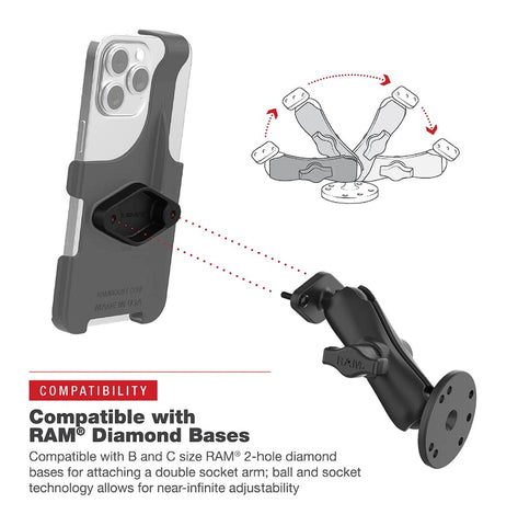 RAM Mount Form-Fit Holder for Apple iPhone 13 Pro Max, 14 Plus/Pro Max & 15 Plus