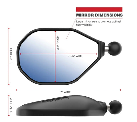 RAM Mount Tough-Mirror Right Mirror w/ 1" Ball