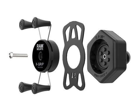 RAM Mount X-Grip Phone Holder w/ 1" Ball and Vibe-Safe Adapter