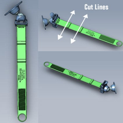 RAM EZ-Strap™ Rail Mount w/ Double 1" Ball and Diamond Base Adapter