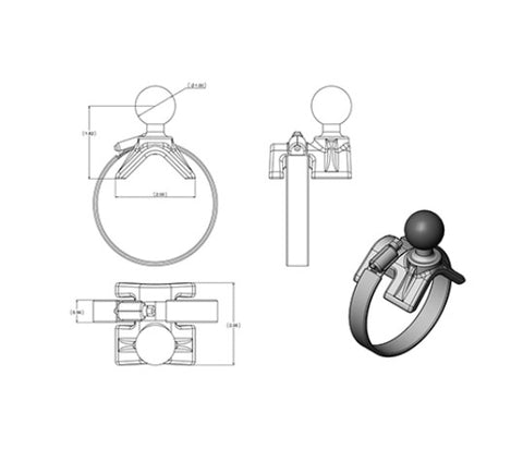 Base de collier de serrage à grande sangle pour montage RAM pour avions Beechcraft et Bonanza