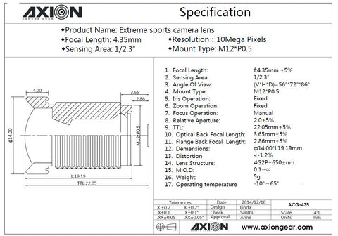 AXION 4.35mm M12 Lens