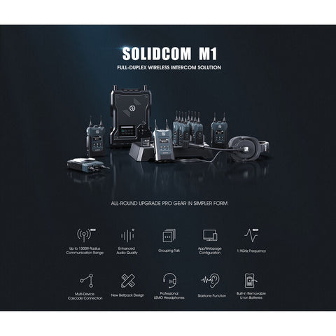 Hollyland Solidcom M1 Full-Duplex Wireless Intercom Solution (8 Beltpacks)