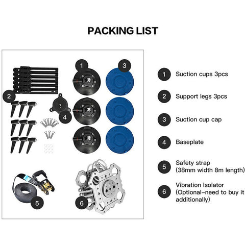 DigitalFoto Suction Cup Car Mounting System w/ Safety Strap + Vibration Isolator