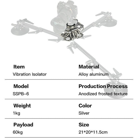 DigitalFoto Suction Cup Car Mounting System w/ Safety Strap + Vibration Isolator