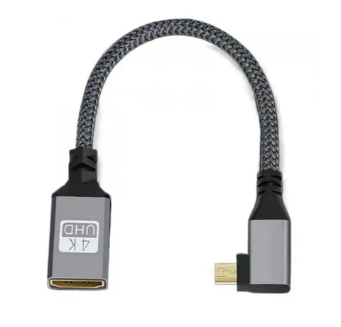 DigitalFoto Solution 4K Left-Angle Micro-HDMI Male to HDMI Female Cable (7.8")