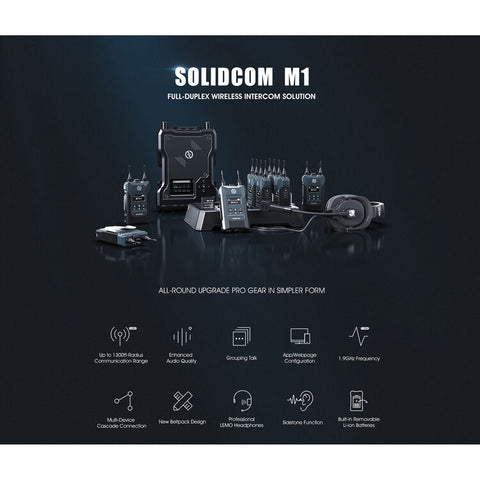 Solution d'interphone sans fil en duplex intégral Hollyland Solidcom M1 (8 packs de ceinture)